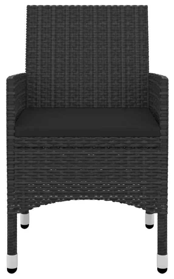 5 pcs conjunto de jantar p/ jardim c/almofadões vime PE e vidro