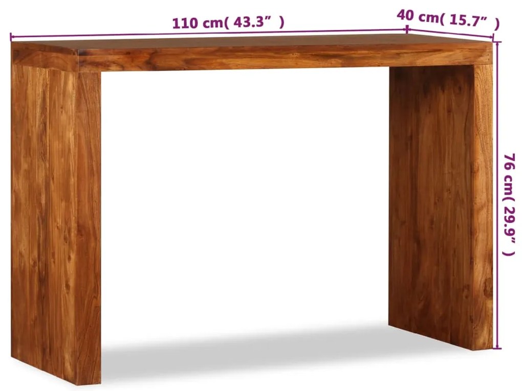 Mesa consola madeira maciça c/ acabamento a mel 110x40x76 cm