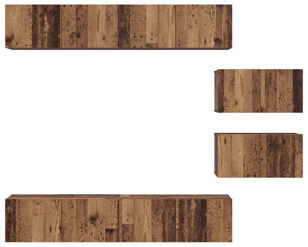 Conjunto de Estantes para TV 6 pcs Madeira antiga Médio