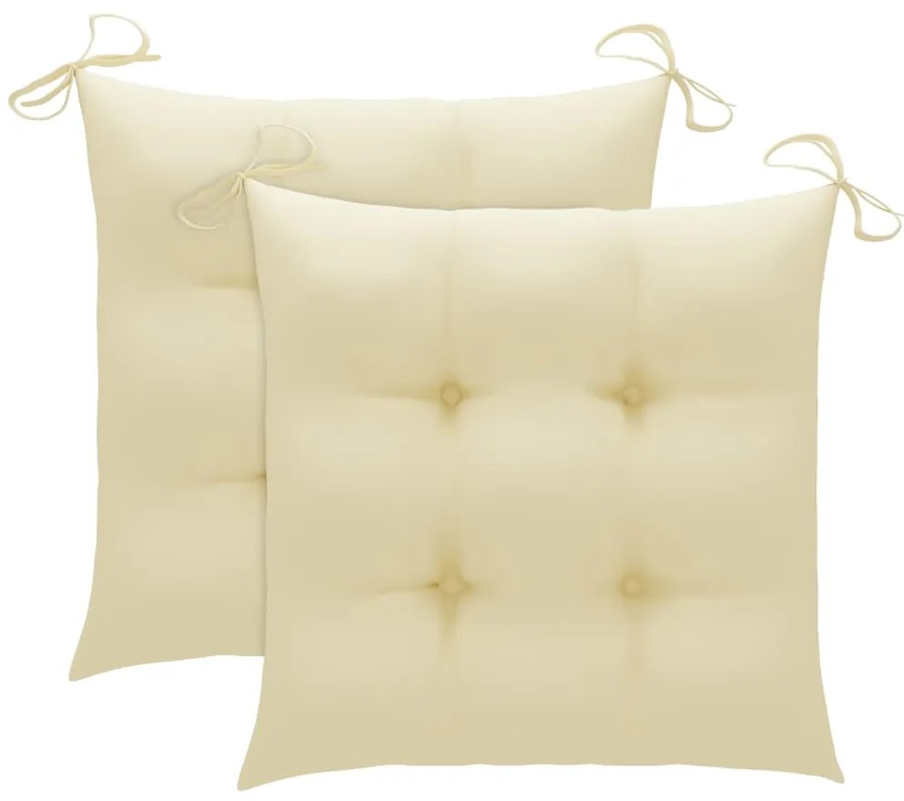 3 pcs conj. jantar dobrável exterior c/ almofadão teca maciça