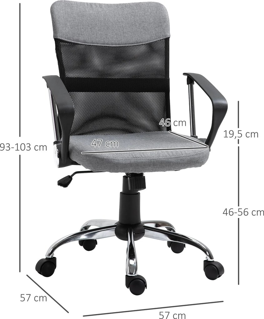 Cadeira ergonômica giratória de escritório com assento ajustável em al