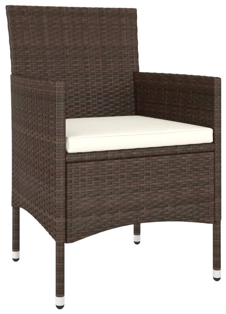 5 pcs conjunto lounge jardim vime PE castanho