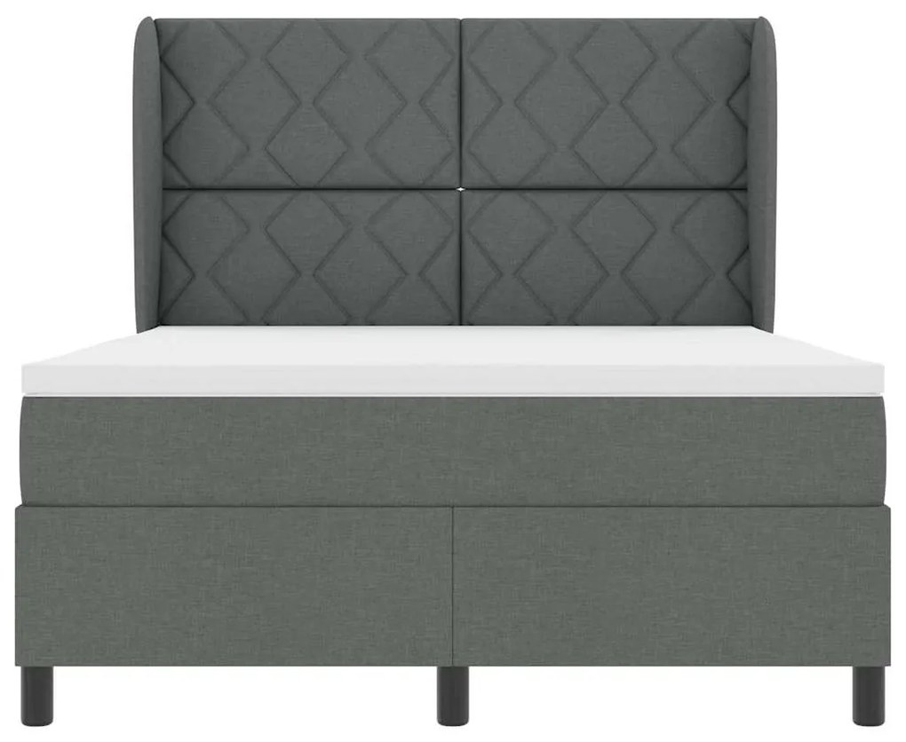 Cama com Estrado e Colchão - Cinza Escuro, 140x190 cm, Tecido