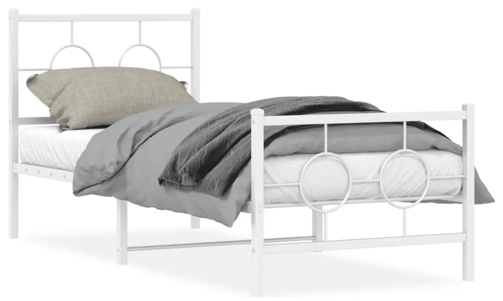 vidaXL Estrutura de cama com cabeceira e pés 80x200 cm metal branco