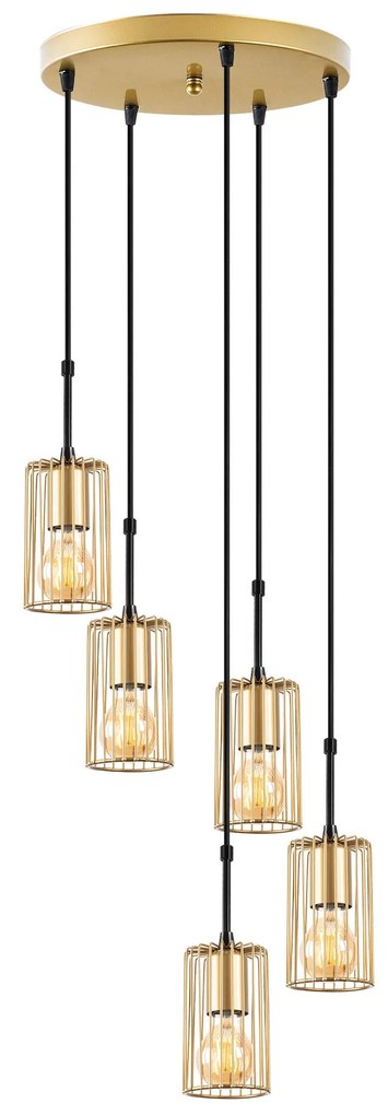 Chandelier Kemtel – Dourado Brilhante – 34 x 34 x 121 cm