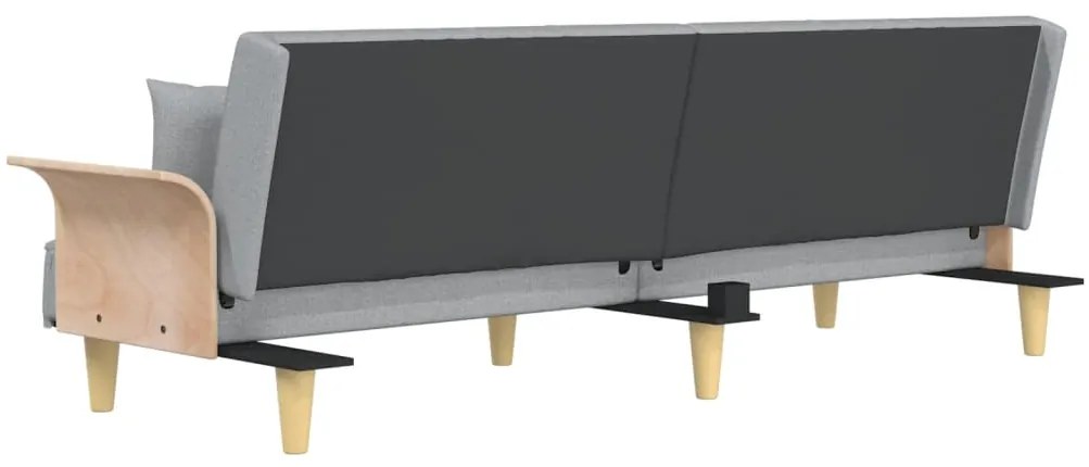 Sofá-cama com apoio de braços tecido cinzento-claro
