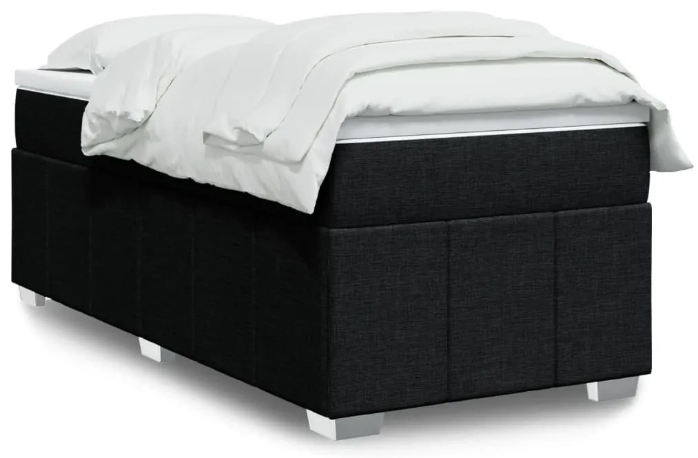 vidaXL Cama com molas/colchão 90x200 cm tecido preto