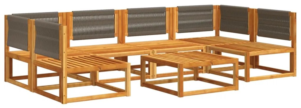 7 pcs conjunto sofás jardim c/almofadões madeira maciça acácia