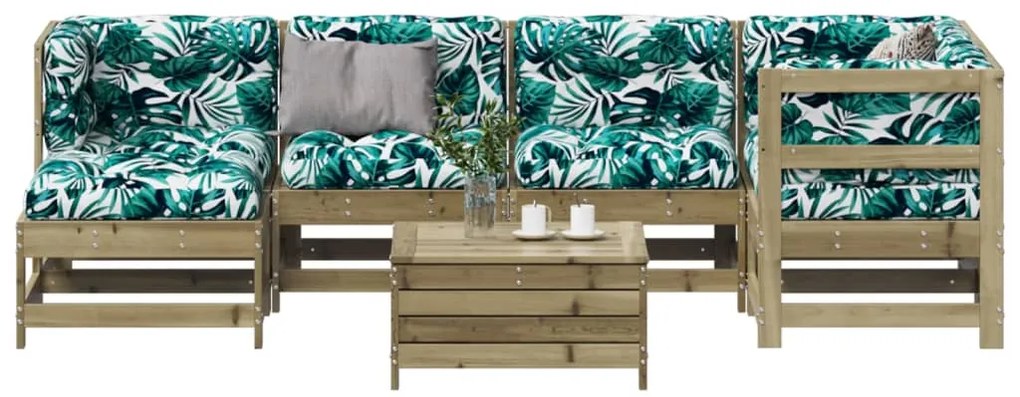 7 pcs conjunto lounge de jardim c/ almofadões pinho impregnado