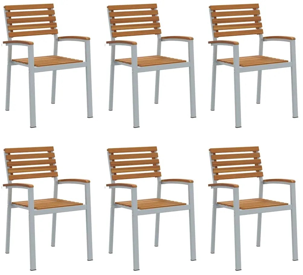Cadeiras Empilháveis para Jardim 6 pcs em Madeira Sólida de Acácia e M