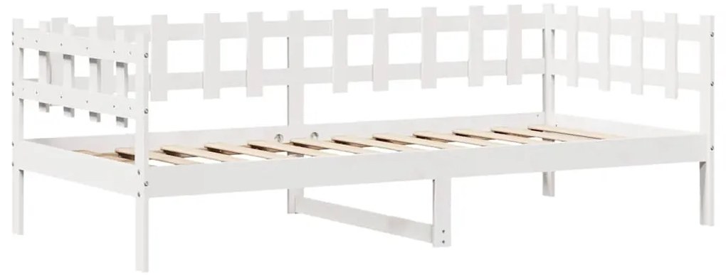 Sofá-cama c/ gavetas 90x190 cm madeira de pinho maciça branco
