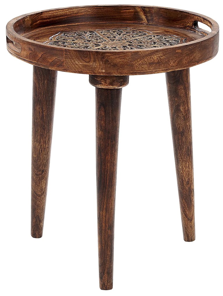 Conjunto de 2 mesas de apoio em madeira escura de mango ASTAI Beliani