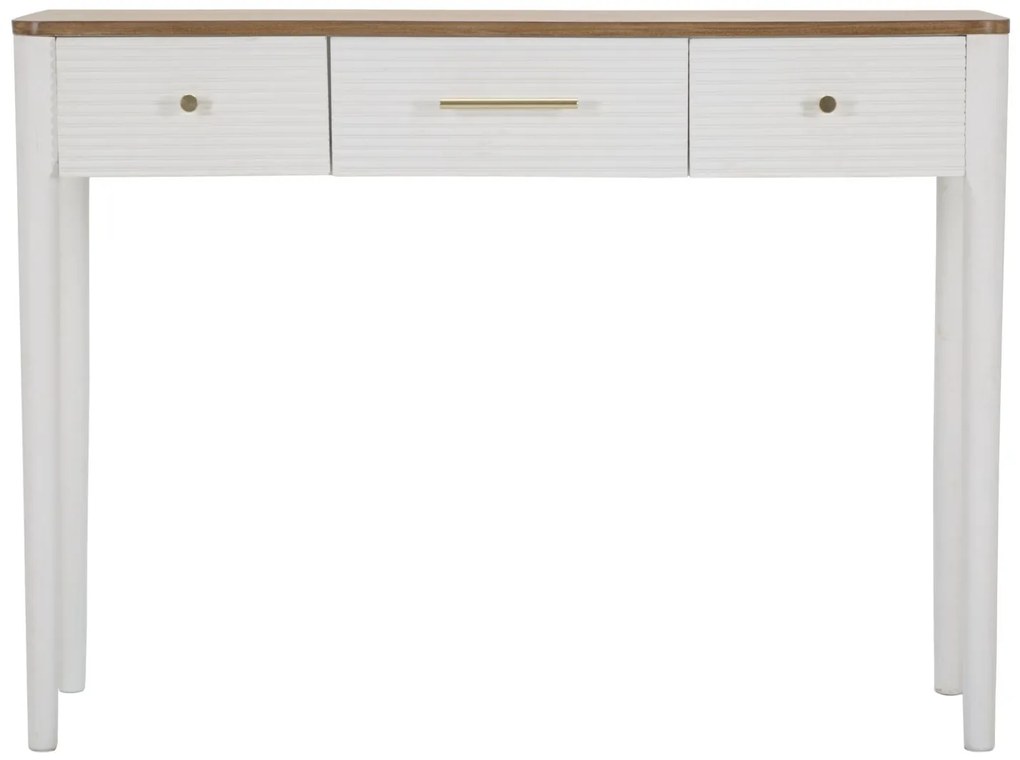 MESA CONSOLA MATERA 107X37X80 CM BRANCA E CASTANHA