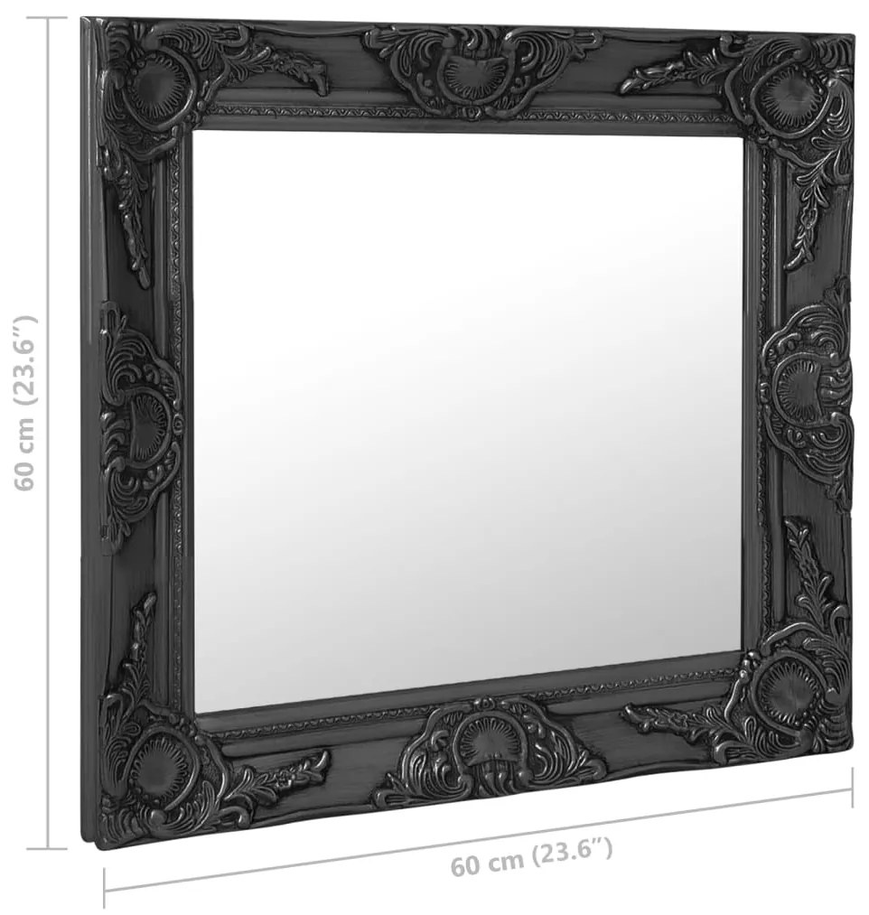 Espelho de parede estilo barroco 60x60 cm preto