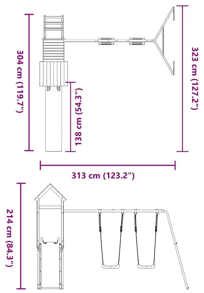 Conjunto de brincar para exterior madeira de pinho impregnada