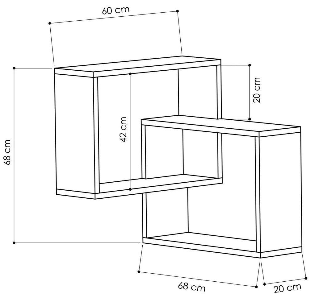 Prateleira de Parede Ring – Mocha Claro e Antracite – 68x68x60 cm