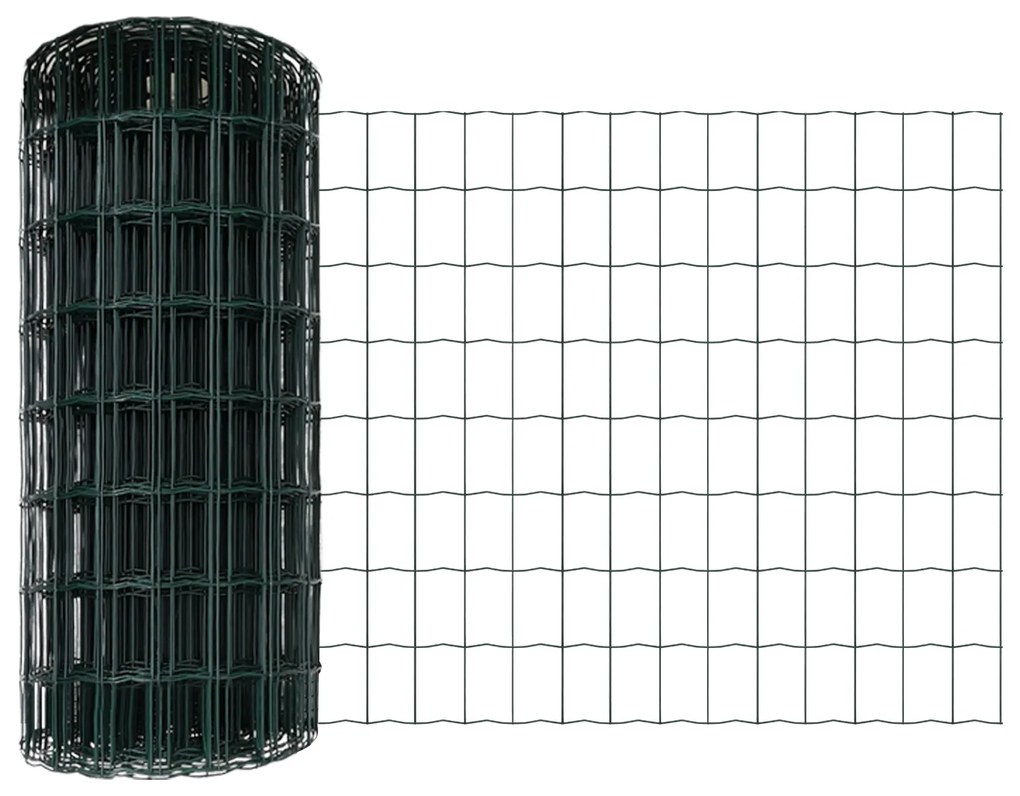 Cerca Euro com 13 Posts 0.4x25 m Aço Galvanizado Verde