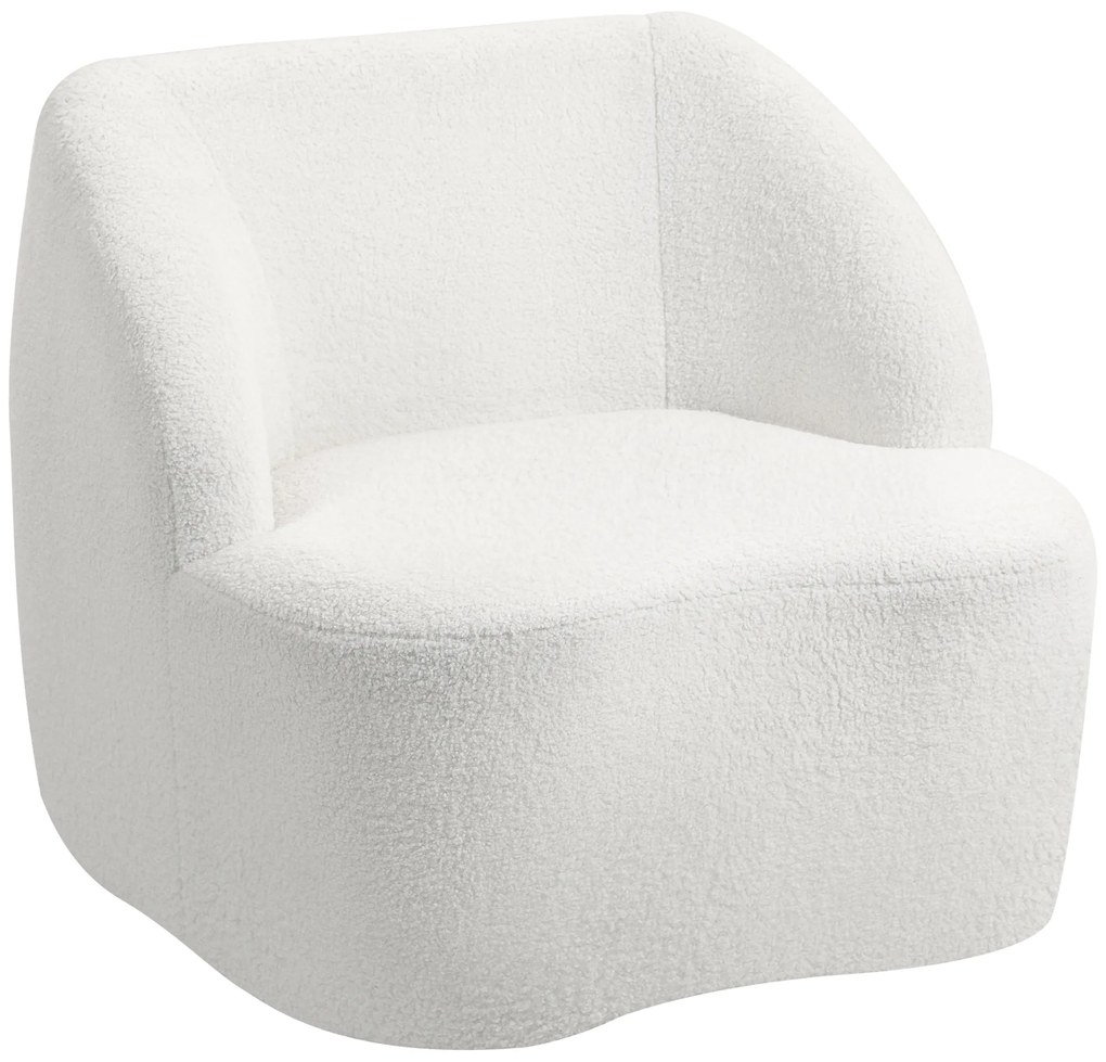 HOMCOM Poltrona Moderna Estofada em Borreguito Poltrona de Leitura Curvo com Almofadado Grosso 81x82x73,5 cm Creme