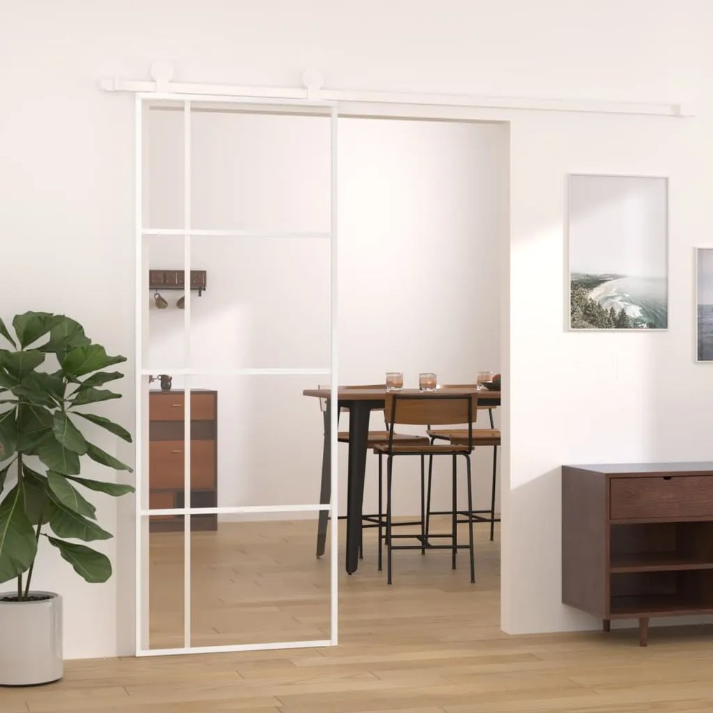 151680 vidaXL Porta deslizante em vidro ESG e alumínio 76x205 cm branco