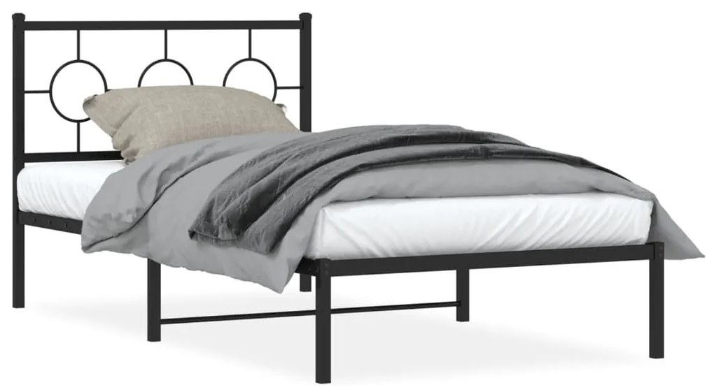 vidaXL Estrutura de cama com cabeceira 100x200 cm metal preto