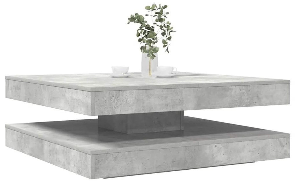vidaXL Mesa de centro rotativa a 360 graus 90x90x34,5 cm cinza cimento