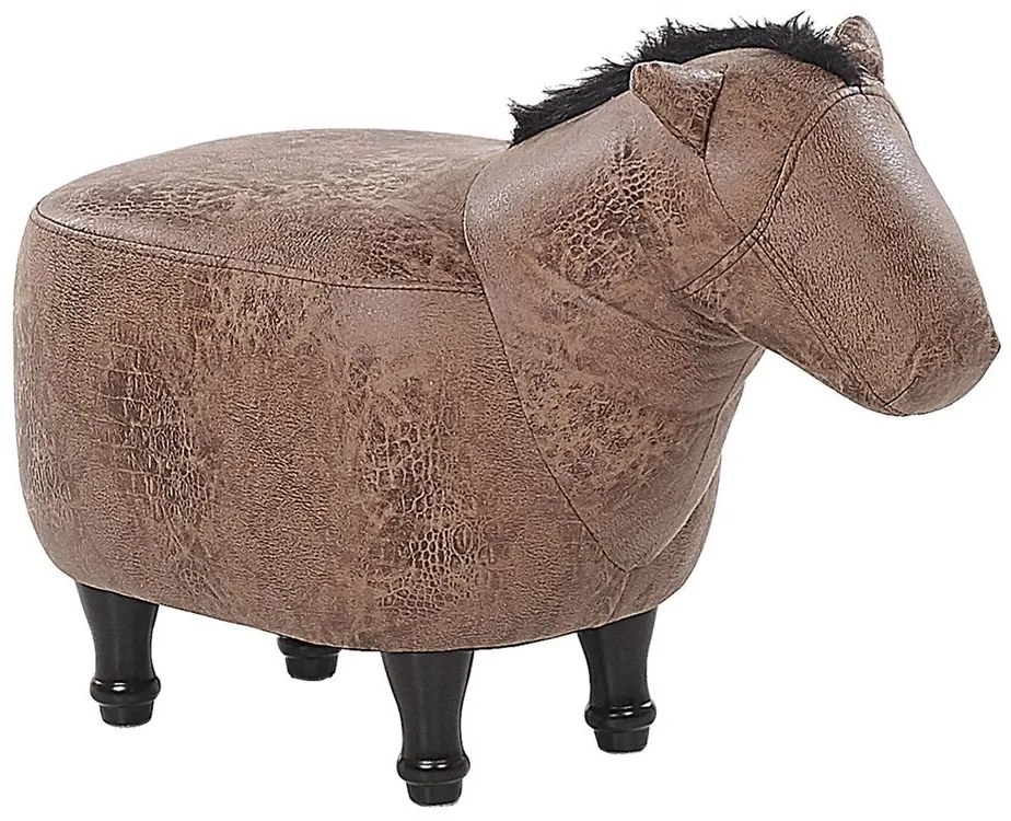 Tamborete animal em pele sintética castanha HORSE Beliani