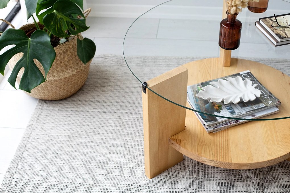 Mesa de Centro Mahal – Carvalho – 75x40x75 cm