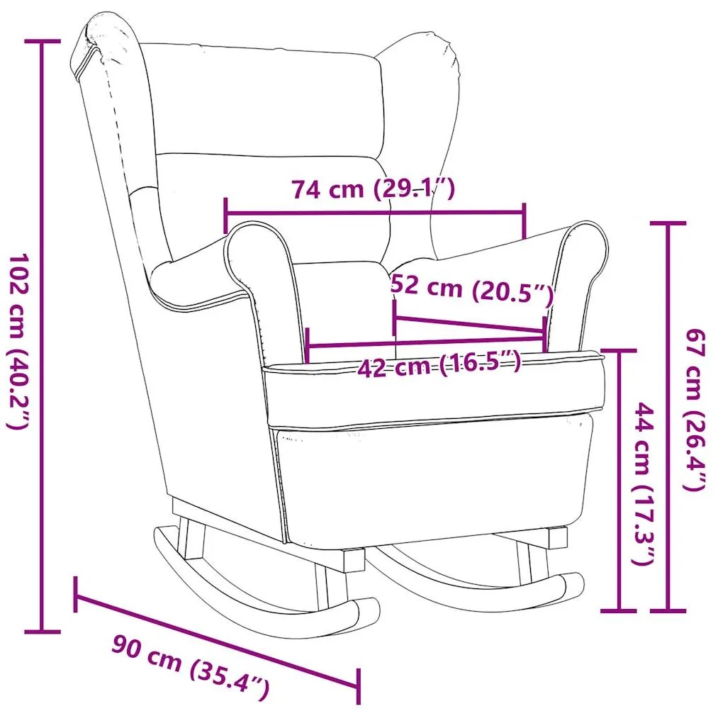 Cadeira de baloiço 74x90x102 cm tecido cinzento-acastanhado