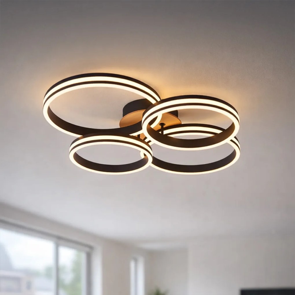 Plafon de madeira com LED regulável em 3 níveis e 4 luzes - Navara