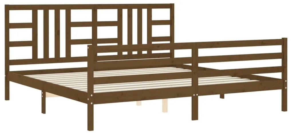 Estrutura cama c/ cabeceira 200x200cm maciço castanho-mel