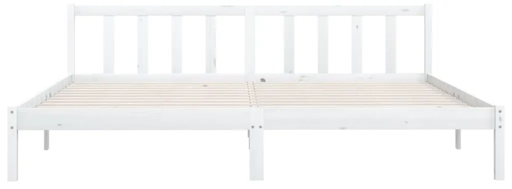 Estrutura de Cama Jane em Madeira de Pinho - 200x200 cm - Branco - Des