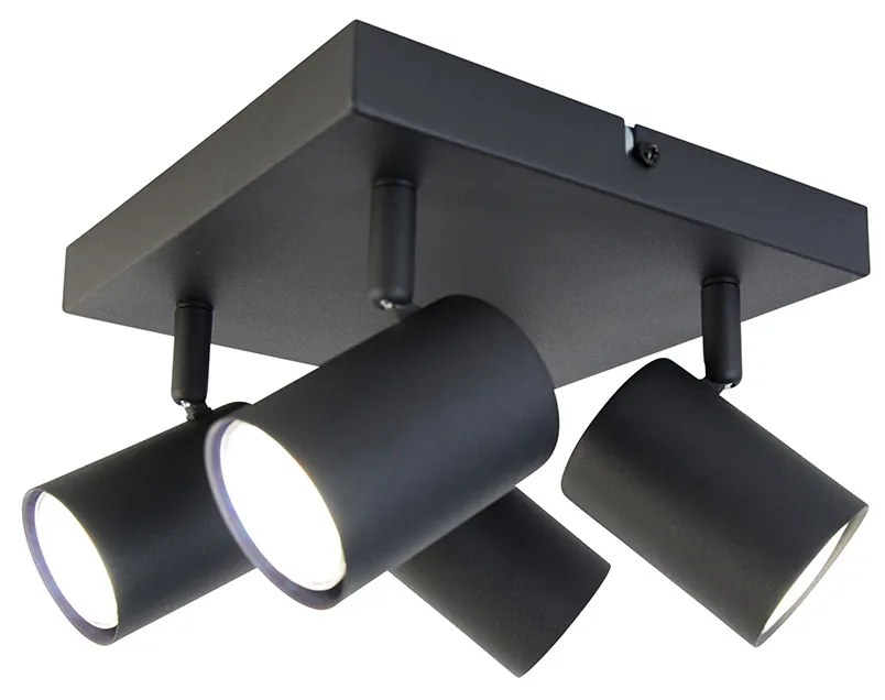 LED Candeeiro de teto inteligente quadrado preto com 4 GU10 Wi-Fi - Jeana Moderno