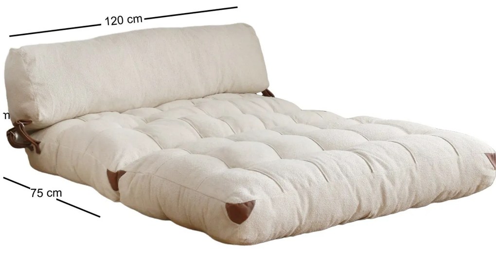Sofá-Cama 2 Lugares Fold – Creme – 120x79 cm