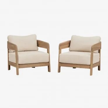 Pack De 2 Cadeirões De Jardim Em Madeira De Acácia Uleno Marrom Acácia Claro - Sklum