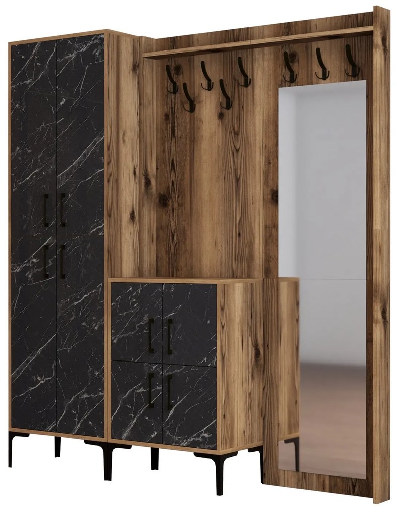 Cabideiro Berlin ABC – Noz Preto – 180x200x35 cm