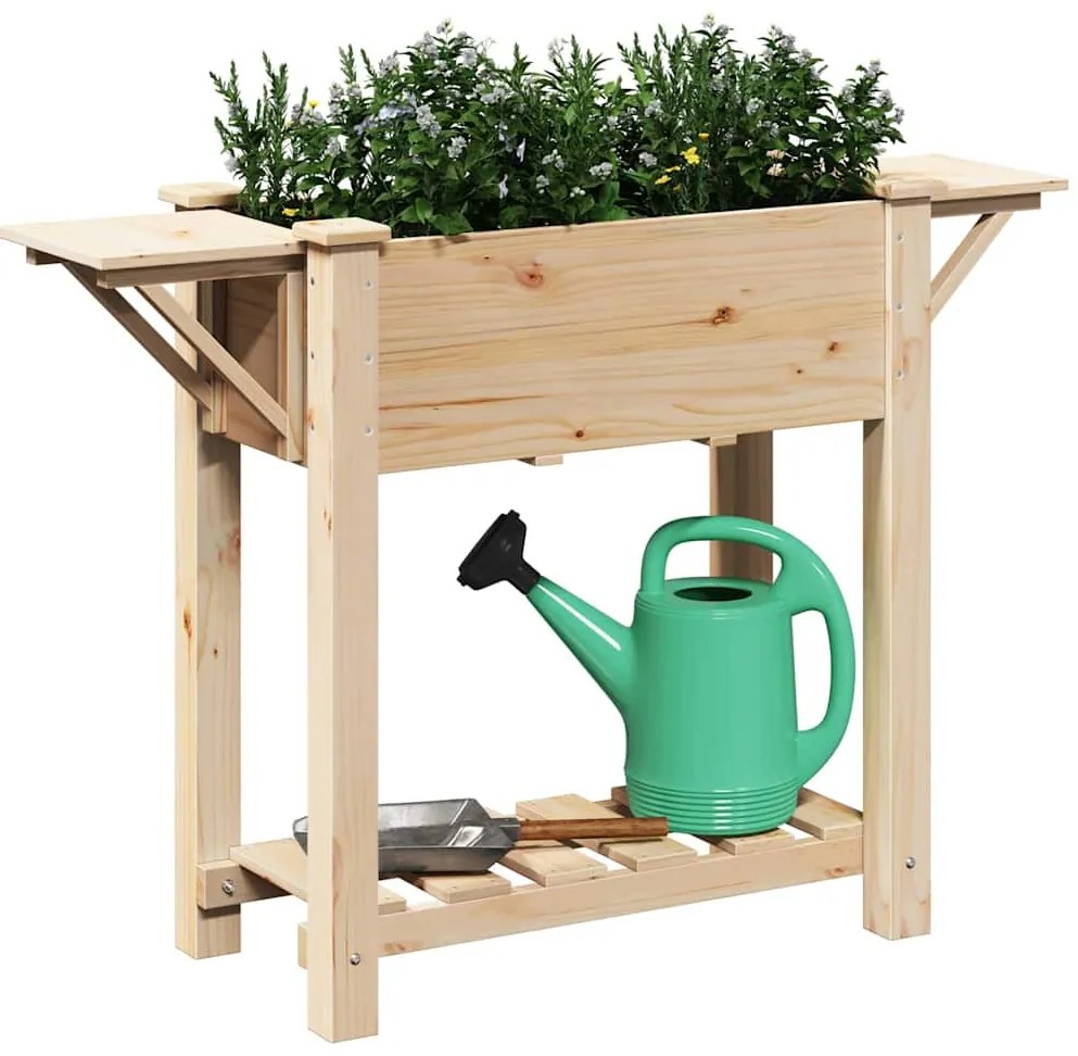 Jardineira vidaXL com prateleiras 111x37x76 cm Madeira maciça de pinho