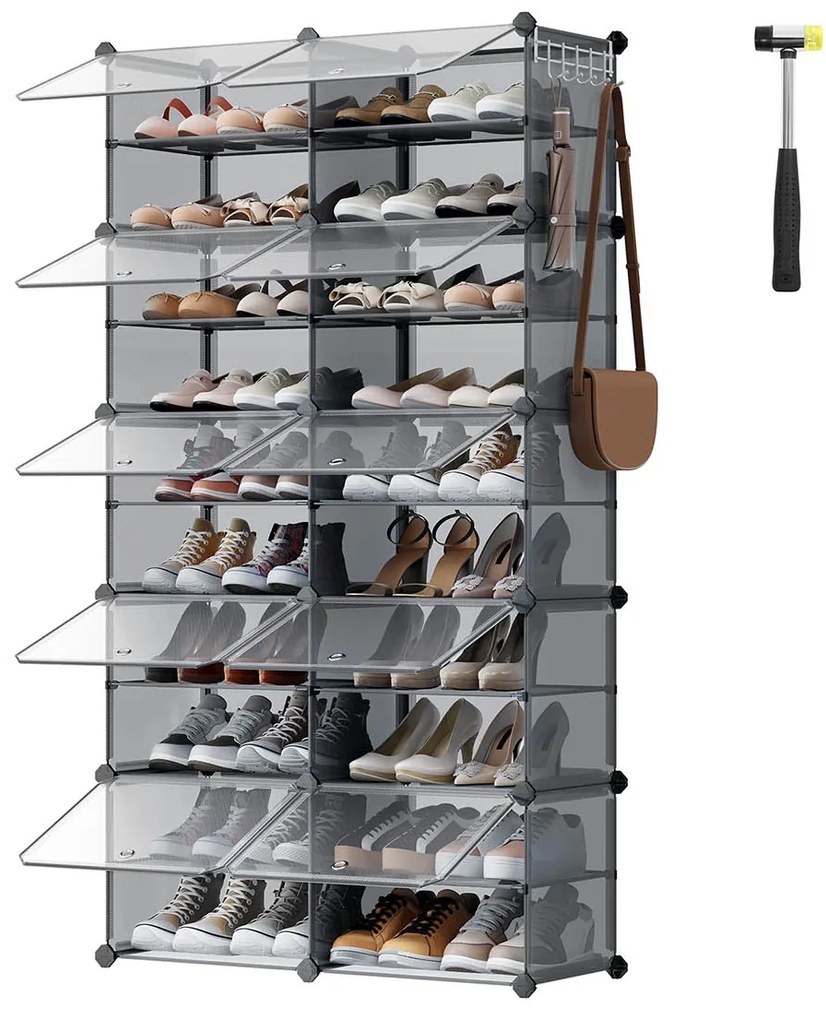 Sapateira com 10 compartimentos 30 x 40 x 30 cm por compartimento cinza ardósia