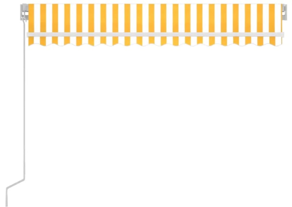 Toldo retrátil manual com LED 350x250 cm amarelo e branco