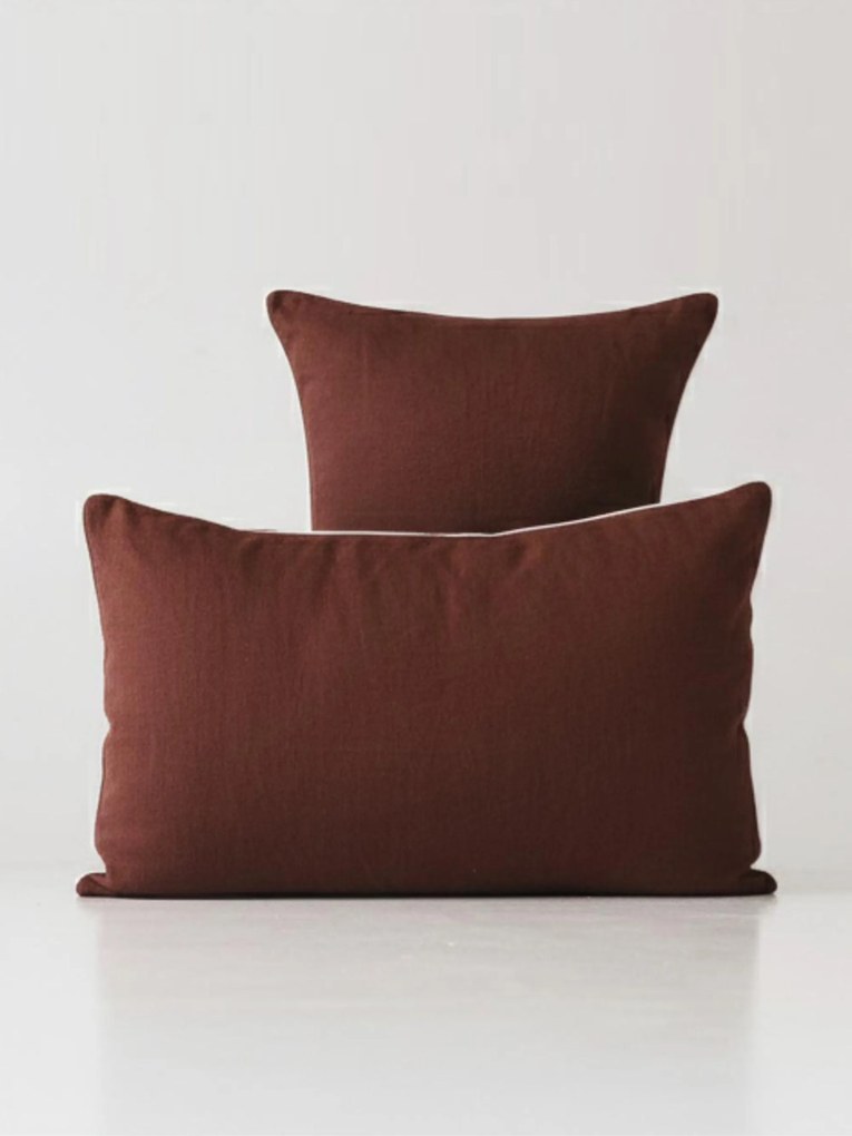 Fronhas de almofada em linho Chocolate White, conjunto de 2