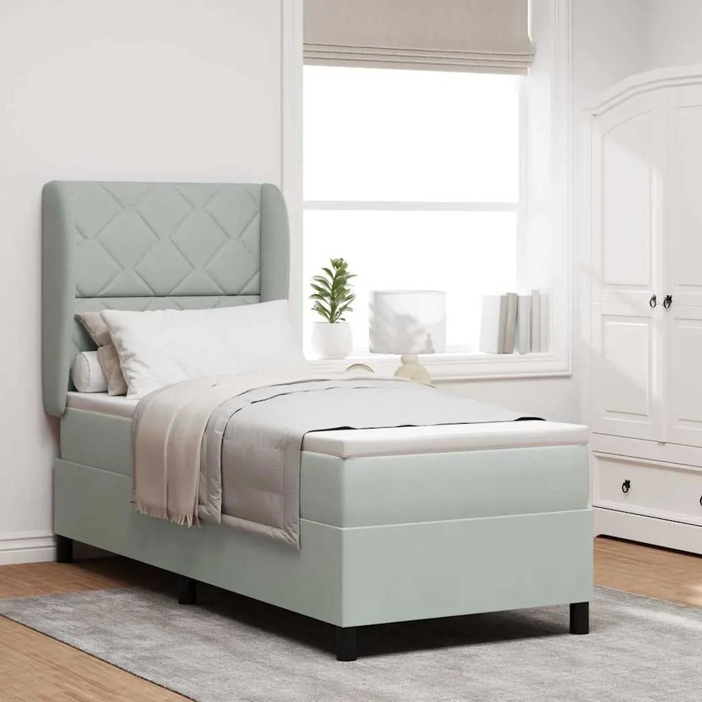 vidaXL Cama Box com colchão Cinzento-claro 200 x 80 cm Poliéster