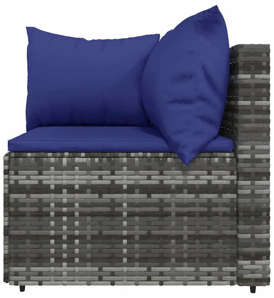 4 pcs conjunto lounge de jardim c/ almofadões vime PE cinzento
