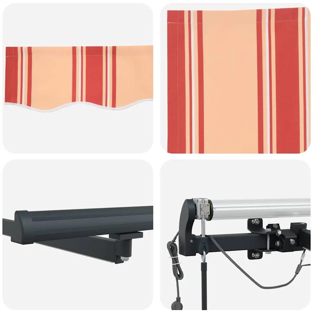 Toldo Retrátil Automático com LED Amarelo e Laranja 500x300 cm