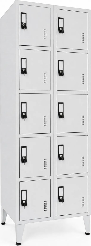 Cacifo Metálico Duplo 10 Portas Cinza 1900×600×500 mm com 2 Chaves - Standard