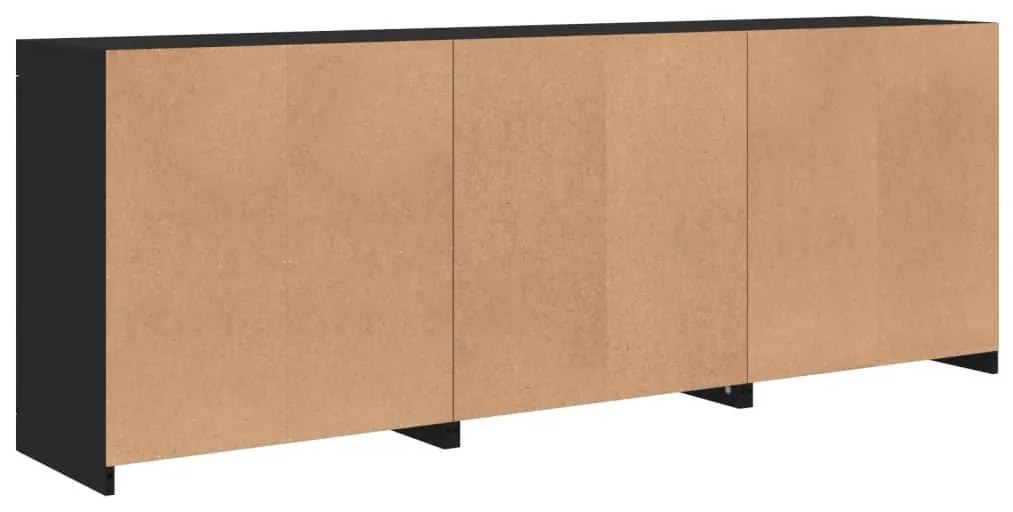 Aparador com luzes LED 181,5x37x67 cm preto