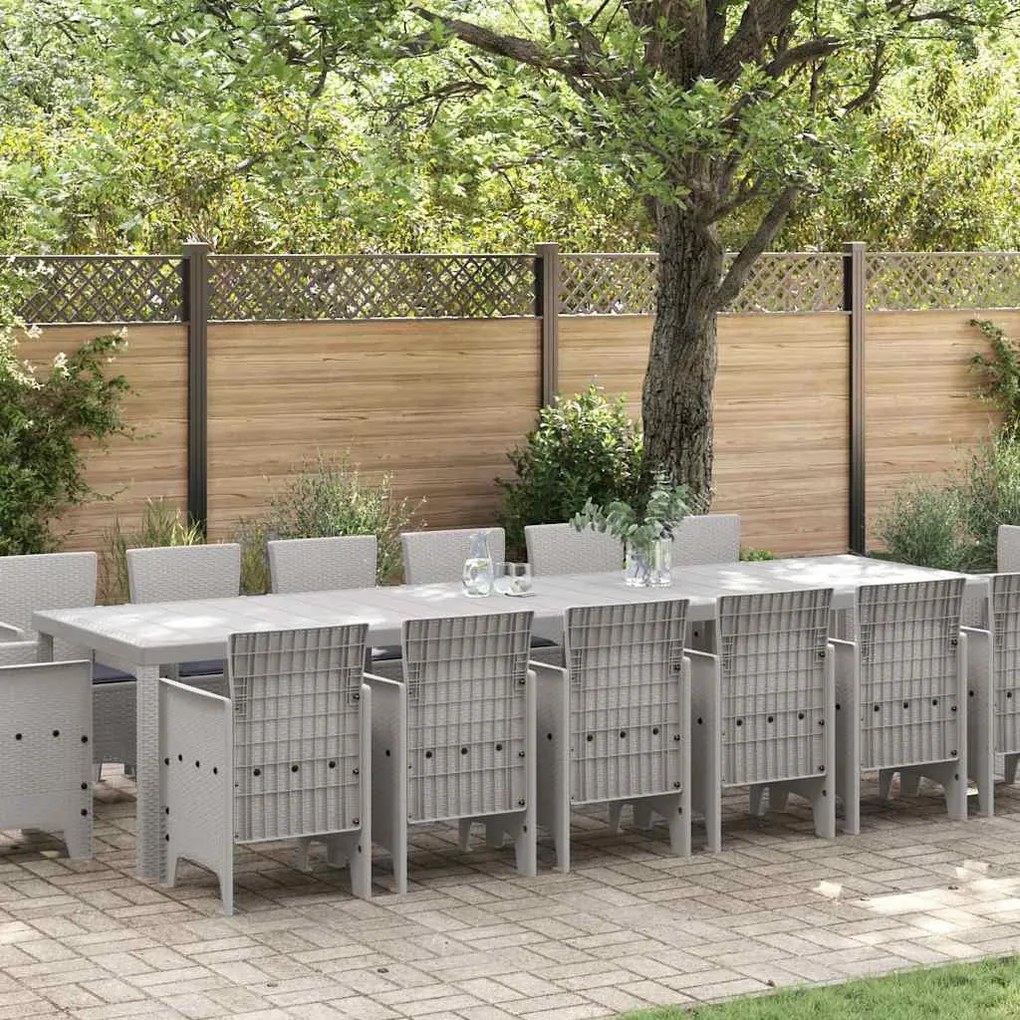 vidaXL Conjunto de Jantar para Jardim 15 pcs Cinzento-claro
