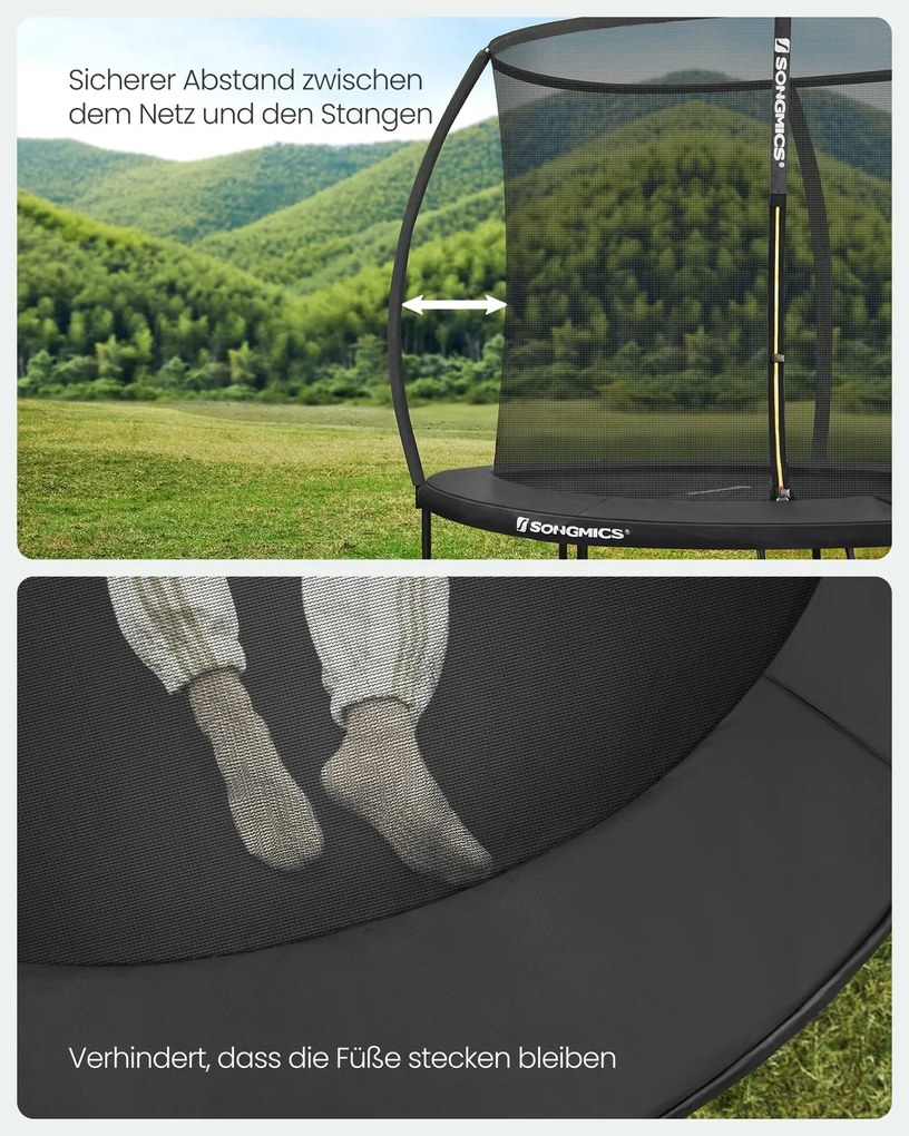 Trampolim de 366 cm de diâmetro, de jardim para crianças com rede de segurança, barras curvas com 180 cm de altura, cobertura de borda, escada, estrut