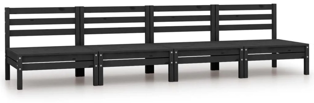vidaXL Sofás de centro para jardim 4 pcs madeira de pinho maciça preto