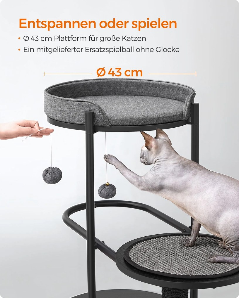 Arranhador Gatos para arranhar com 111 cm de altura com tronco de sisal preto