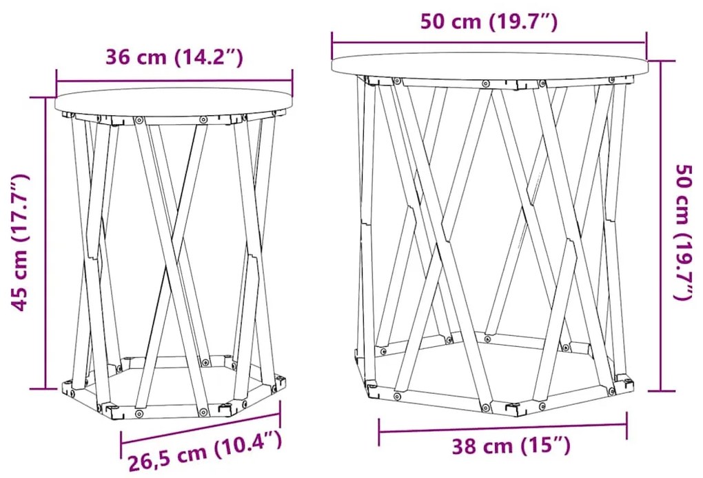 Mesas de Apoio vidaXL 2 pcs Cinza Sonoma Madeira Engenharia