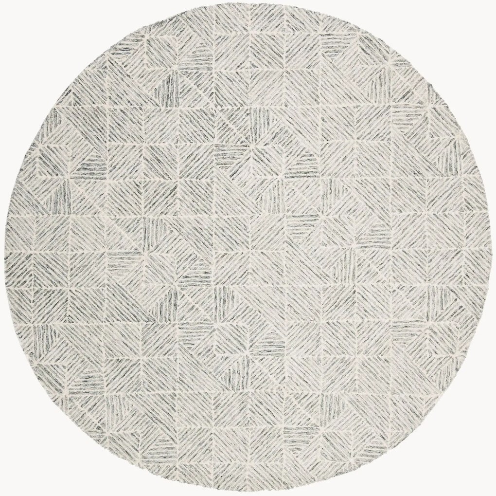 Tapete redondo em lã artesanal de pelo curto Azure